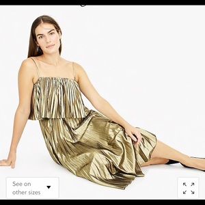 JCrew collection gold pleated dress